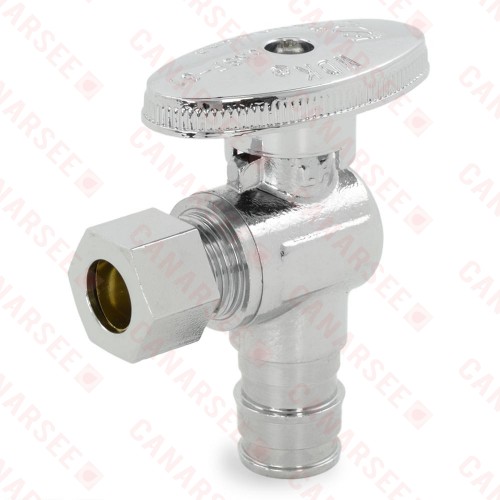 1/2" PEX-A (Expansion) x 3/8" OD Compr. Angle Stop Valve (1/4-Turn), Lead-Free