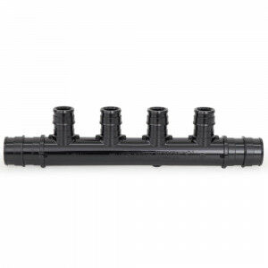 4-Branch PEX-A Expansion (F1960) Poly-Alloy Manifold, 1/2" Ports x 3/4" Inlet/Outlet, Open-Style, Lead-Free