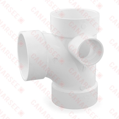 4" PVC DWV Sanitary Tee w/ 2" Right Side Inlet