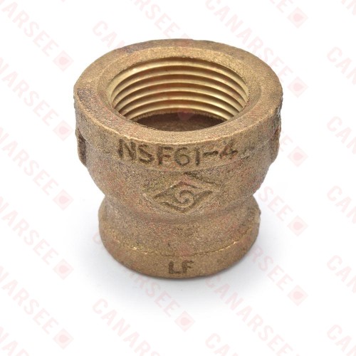 1" x 3/4" FPT Brass Coupling, Lead-Free