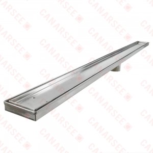 48" long, StreamLine Stainless Steel Linear Shower Pan Drain w/ Tile-in Strainer, 2" PVC Hub