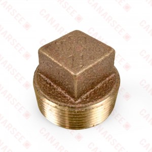 1-1/2" MPT Square-Head Brass Plug, Lead-Free
