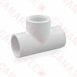 1-1/4" Barbed Insert x 1-1/4" Female NPT Threaded PVC Tee, Sch 40, Gray