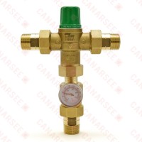 Taco 3/4” Union Threaded Mixing Valve w/ Temperature Gauge (Lead-Free), 85F-175F
