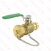 1/2" Press x 3/4" Male Garden Hose Brass Ball Valve w/ Cap & Chain, Lead-Free