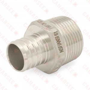 1" PEX x 1" Male Threaded Adapter, 304 St. Steel (Lead-Free)