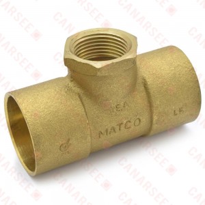 Matco Norca CRTF0604LF 1-1/4" C x 1-1/4" C x 3/4" Female Thread Cast Brass Adapter Tee, Lead Free