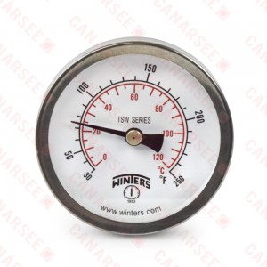 30-250F Hot Water Thermometer/Temperature Gauge, 2-1/2" Dial, 1/2" NPT, 30-250F