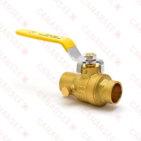 3/4” Sweat (Solder) Brass Ball Valve w/ Waste, Full Port