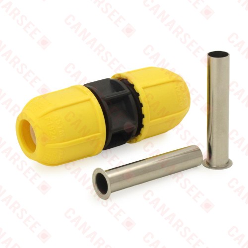 1/2" CTS Compression Coupling for Yellow PE Gas Pipe