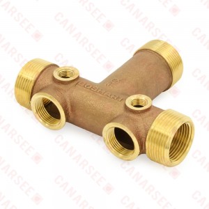 1-1/4" MPT x 3-3/8" Solid Brass Short Well Tank Tee (Lead-Free)