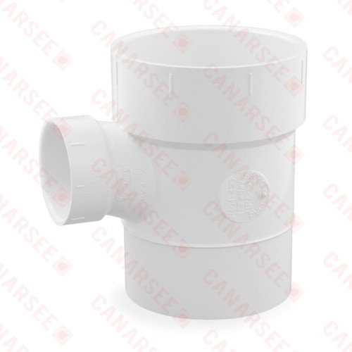 4" x 4" x 2" PVC DWV Sanitary Street Tee (Spigot x Socket x Socket)