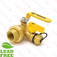 3/4” Sweat (Solder) x NPT Threaded Union Brass Ball Valve w/ Hose Drain, Full Port