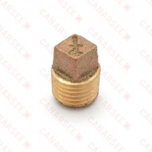 1/4" MPT Square-Head Brass Plug, Lead-Free
