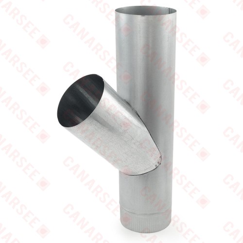 6" Galvanized Flue Wye, 24" Length, 24 GA..