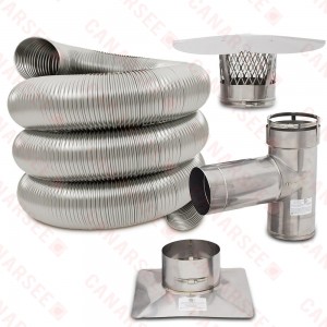 4" x 30ft 316Ti Stainless Steel All-Fuel Chimney Liner Tee Kit