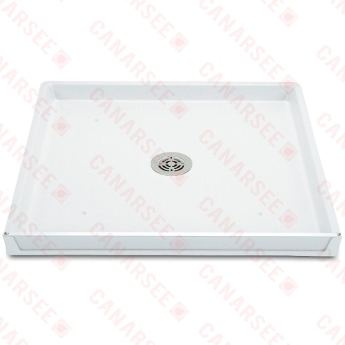 32" x 30" x 2.5" DuraPan Washer/Water Heater Pan w/ Center Drain Assembly, Flock White