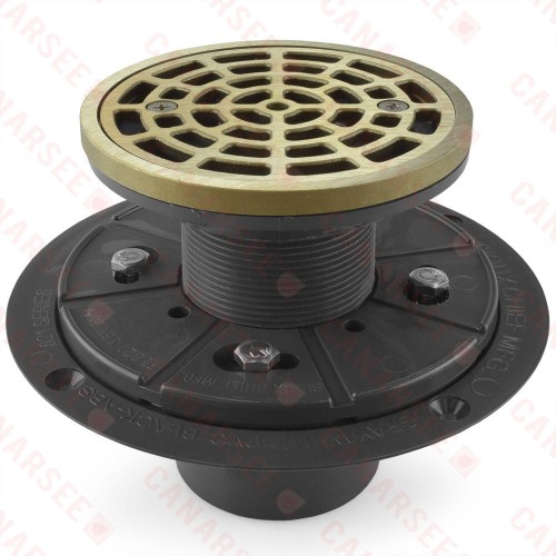 Round Tile-in PVC Shower Pan Drain w/ Screw-on Nickel Bronze Strainer & Ring, 2" Hub x 3" Inside Fit