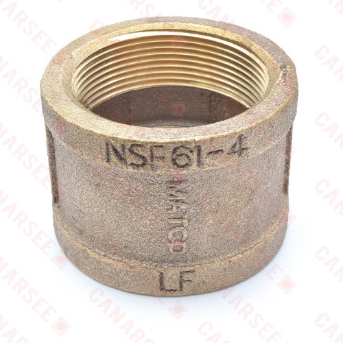 2" FPT Brass Coupling, Lead-Free