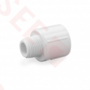 3/4" Barbed Insert x 1/2" Male NPT Threaded PVC Reducing Adapter, Sch 40, Gray