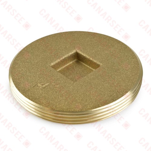 Heavy-Duty Brass Threaded Flush Cleanout Plug w/ Countersunk Square Head, 4" MIP