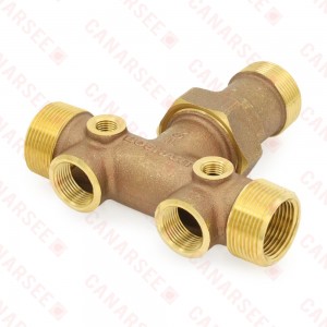 1-1/4" MPT x 4-1/2" Union Brass Short Well Tank Tee (Lead-Free)