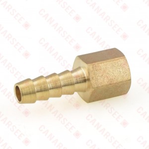 1/4” Hose Barb x 1/8” Female Threaded Adapter, Brass