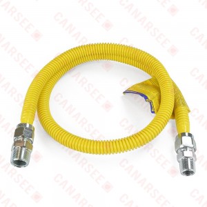 BrassCraft CSSC14-48 48" ProCoat Gas Connector, 3/4" MIP (1/2" FIP) x 1/2" MIP, Stainless Steel