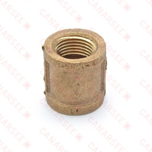 1/2" FPT Brass Coupling, Lead-Free