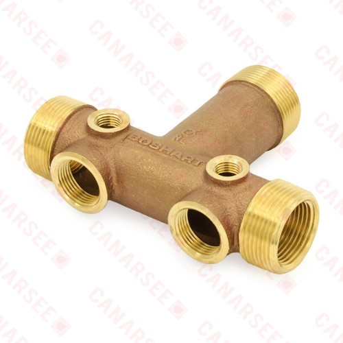 1-1/4" MPT x 3-3/8" Solid Brass Short Well Tank Tee (Lead-Free)