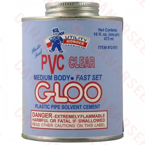 Medium-Body Fast-Set PVC Cement w/ Dauber, Clear, 16 oz (1 pint)