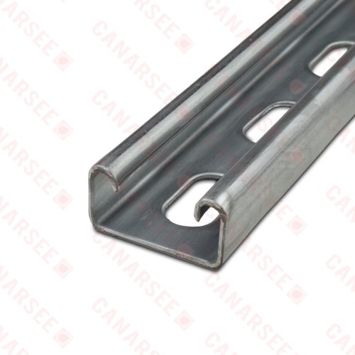 10ft Low-Profile (13/16" x 1-5/8") Metal Strut Channel, Pre-Galvanized Steel, Half-Slotted, 14-Gauge
