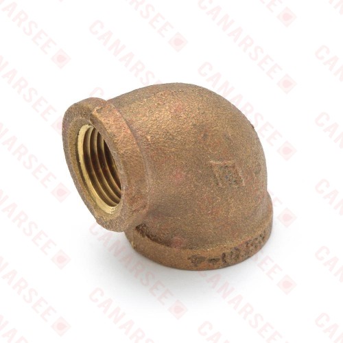 3/4" x 1/2" FPT Brass 90° Elbow, Lead-Free