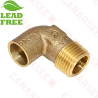 1/2” Sweat x 1/2” MPT Cast Brass Elbow, Lead-Free