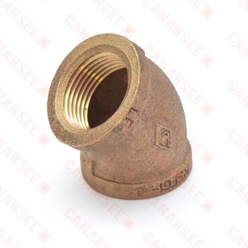 1" FPT Brass 45° Elbow, Lead-Free