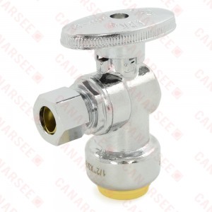 1/2" Push-to-Connect x 3/8" OD Compr. Angle Stop Valve (1/4-Turn), Lead-Free..