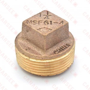 1-1/4" MPT Square-Head Brass Plug, Lead-Free