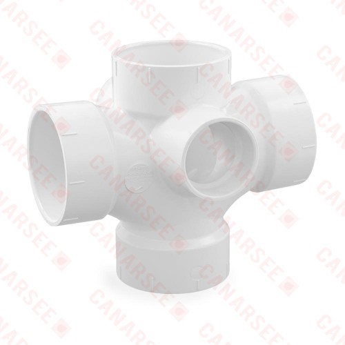 3" PVC DWV Double Sanitary Tee w/ 2" Right & Left Side Inlets