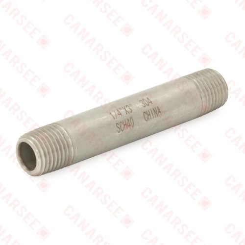 1/4" x 3" Stainless Steel Pipe Nipple