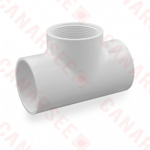 2" Barbed Insert x 2" Female NPT Threaded PVC Tee, Sch 40, Gray