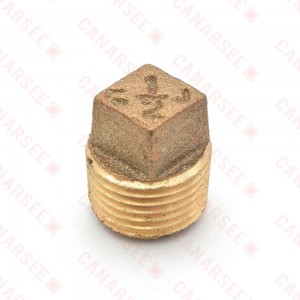 1/2" MPT Square-Head Brass Plug, Lead-Free