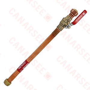 18" Flexible Copper Water Heater Connector, 3/4" Push-Fit x 3/4" FIP (Swivel), w/ Full Port Valve