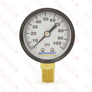 0-100 psi, Brass Pressure Gauge, 2" Dial, 1/4" NPT (Lead-Free)..