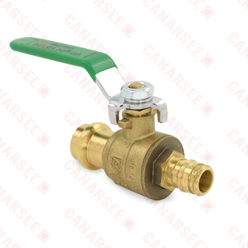 1/2" PEX Expansion x Press Brass Ball Valve, Full Port (Lead-Free)..