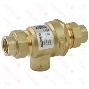 9D-M3, 1/2" Dual Check Backflow Preventer Valve w/ Atmospheric Vent, FNPT Union x FNPT Union 9D-M3, 1/2" Dual Check Backflow Preventer Valve w/ Atmospheric Vent, FNPT Union x FNPT Union