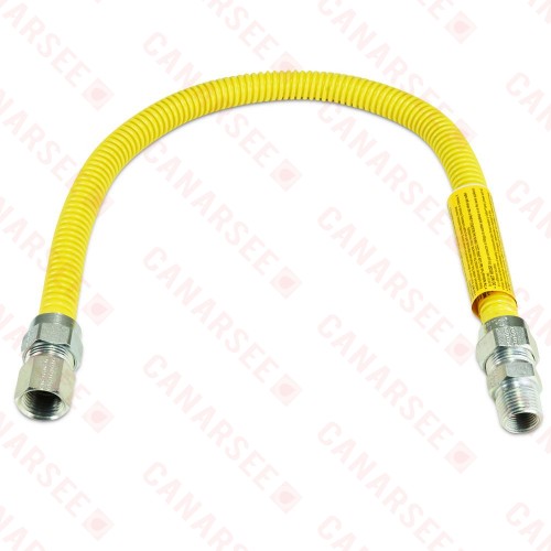 24" SafetyShield Stainless Steel Gas Appliance Connector, 1/2" MIP (3/8" FIP) x 1/2" FIP, 1/2" ID