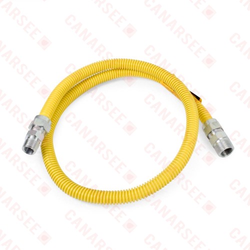 48" SafetyShield Stainless Steel Gas Appliance Connector, 1/2" MIP (3/8" FIP) x 3/4" MIP (1/2" FIP), 1/2" ID 48" SafetyShield Stainless Steel Gas Appliance Connector, 1/2" MIP (3/8" FIP) x 3/4" MIP (1/2" FIP), 1/2" ID