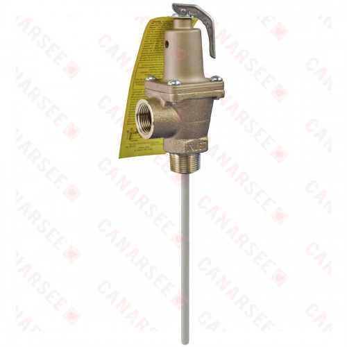LF40XL-5, 3/4" High-Capacity Temperature & Pressure T&P Relief Valve w/ 5" Probe, 150psi/210°F