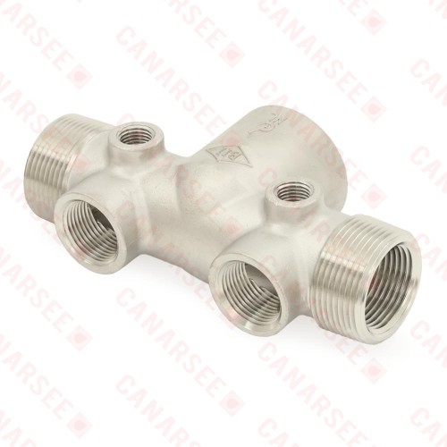 1-1/4" FPT x 1-7/8" Solid 304 Stainless Steel Well Tank Tee, Extension Type
