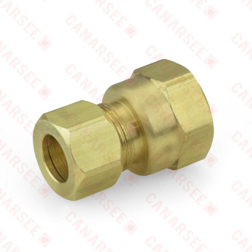 3/8" OD No Tube Stop x 3/8" FIP Threaded Compression Adapter, Lead-Free 3/8" OD No Tube Stop x 3/8" FIP Threaded Compression Adapter, Lead-Free